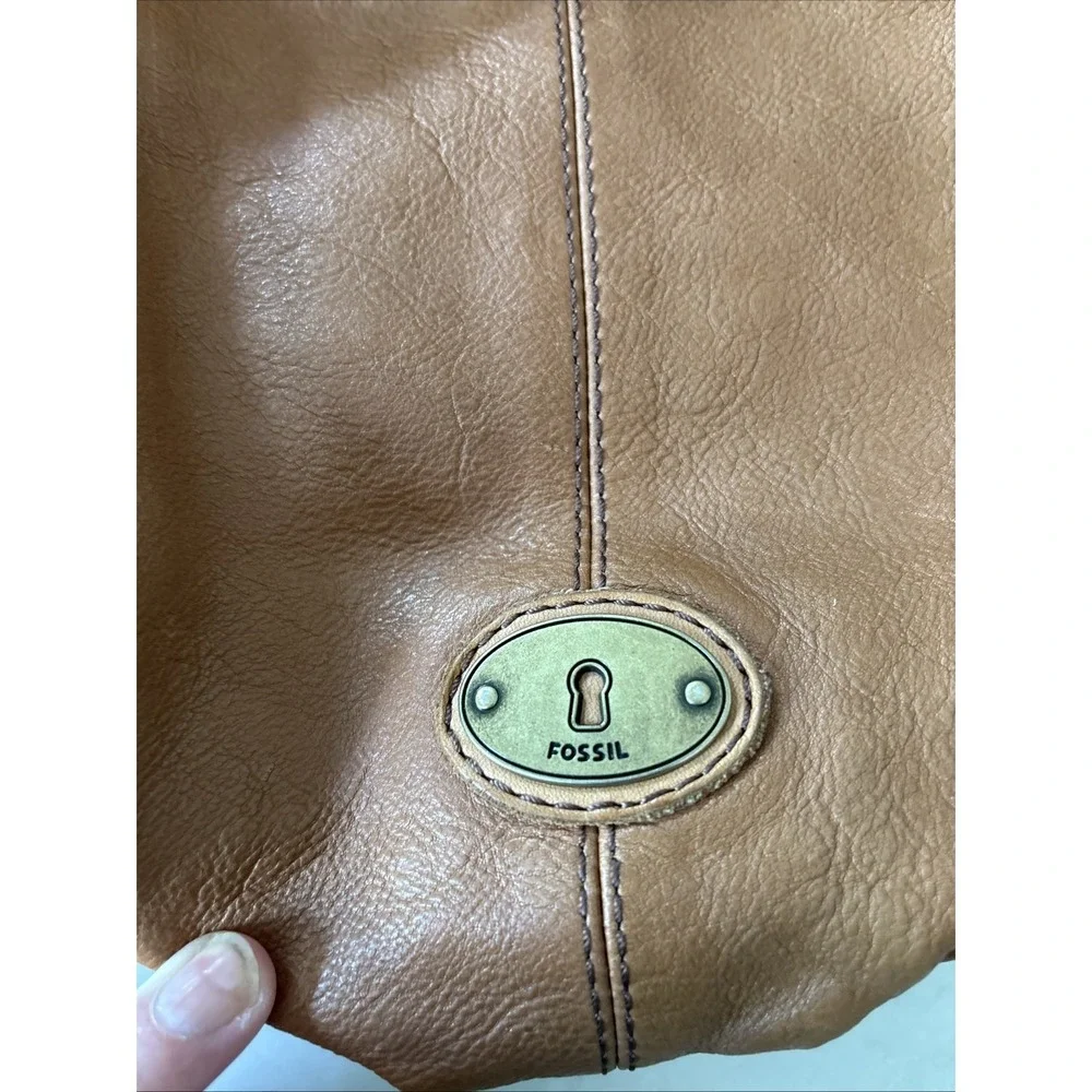 FOSSIL MADDOX BROWN LEATHER BUCKET DRAWSTRING SHOULDER BAG Hobo Vtg Boho Purse - Picture 6 of 11